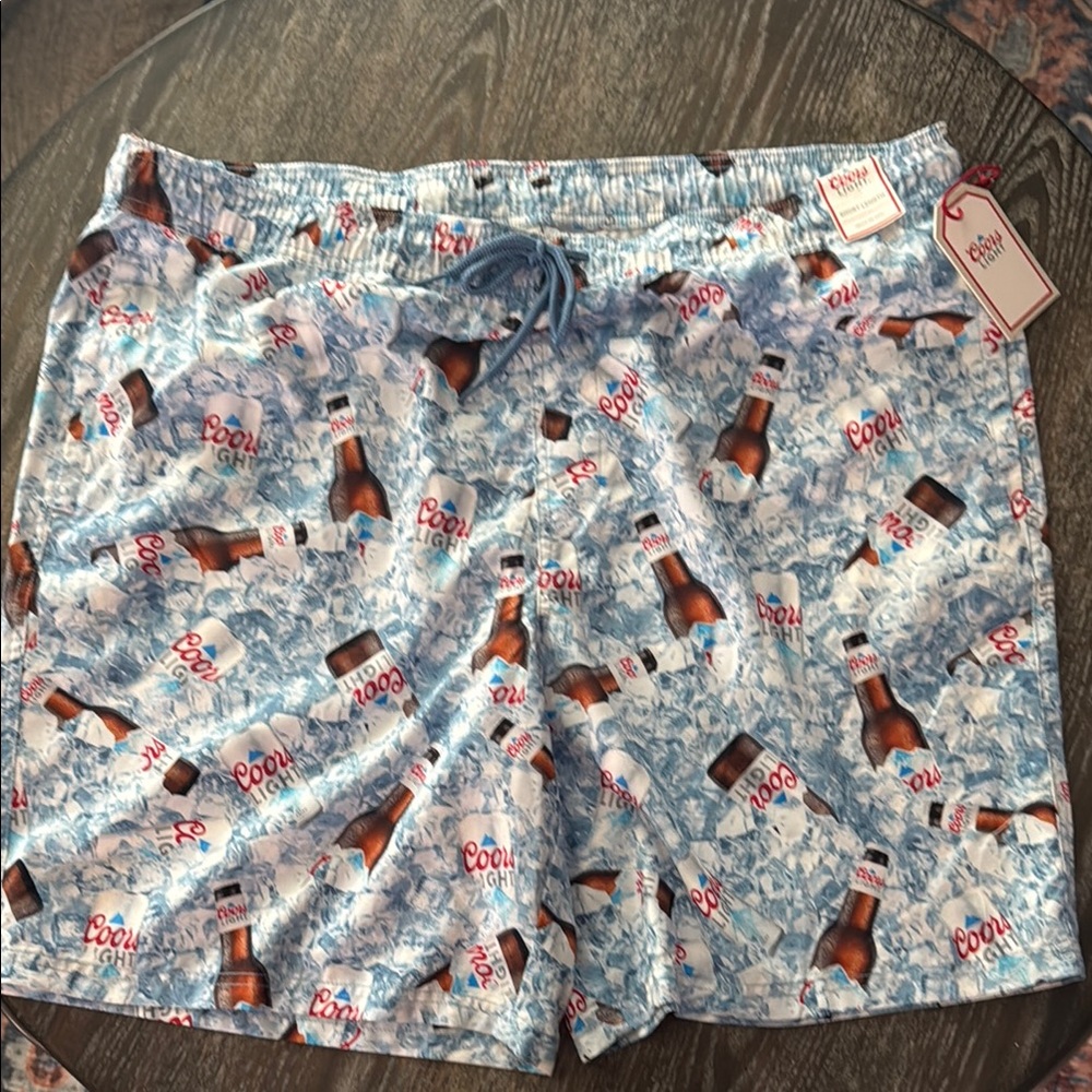 Themed Blue and White Swim Board Shorts